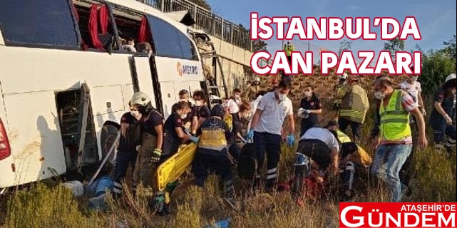 YOLCU OTOBÜSÜ ÜST GEÇİDİN DUVARINA ÇARPTI YOLCU OTOBÜSÜ ÜST GEÇİDİN DUVARINA ÇARPTI-1